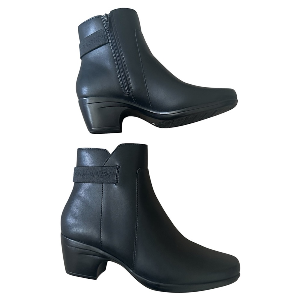 CLARKS  ANKLE BOOTIES  EMILY2 HOLLY,  BLACK LEATHER,  SIZE 10M - Picture 3 of 12